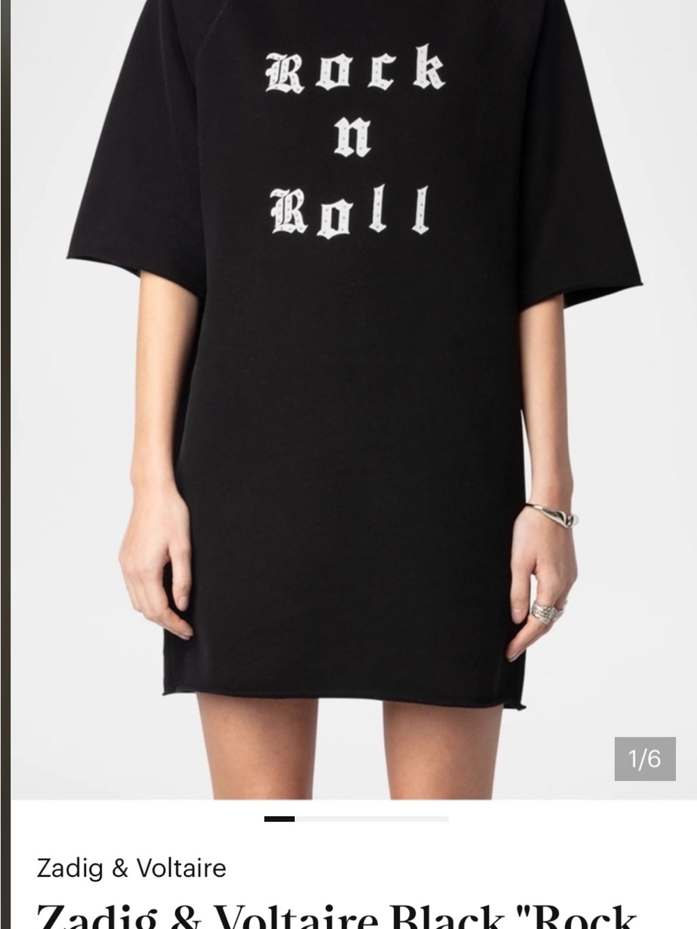 Black Graphic 'Rock n Roll' Mini T-Shirt Dress - Picture 4 of 6
